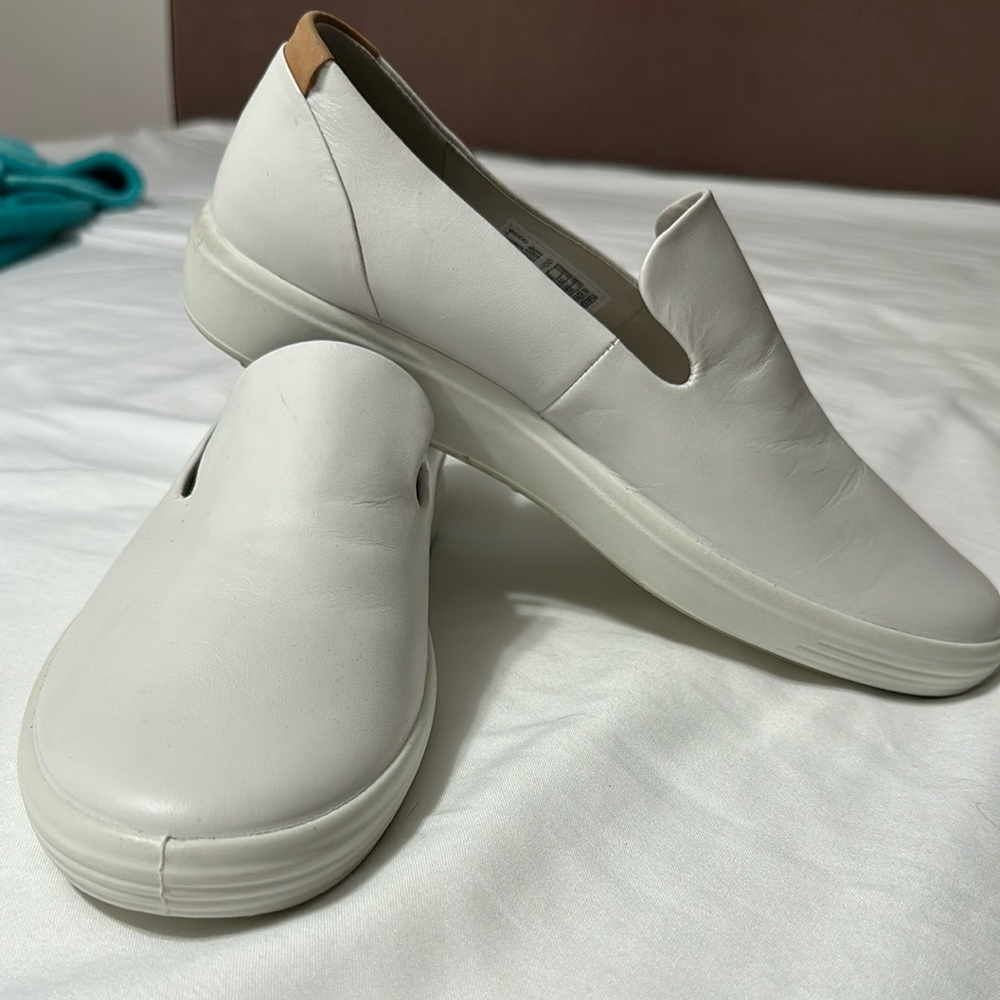 ECCO White Leather Slip - On Loafers EU Size 40